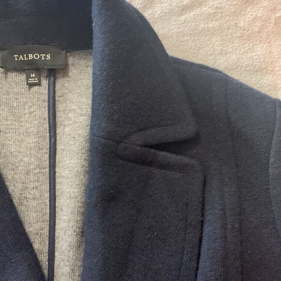 Talbots blue blazer womens 14 large unlined wool blend casual business casual - Picture 4 of 11